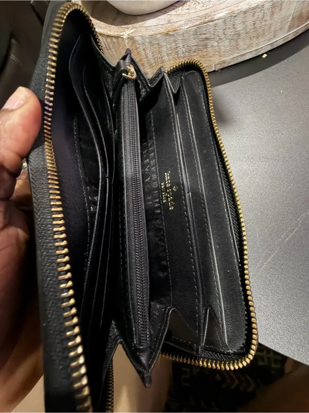 kate spade Black Pebbled Leather Zip-Around Wallet